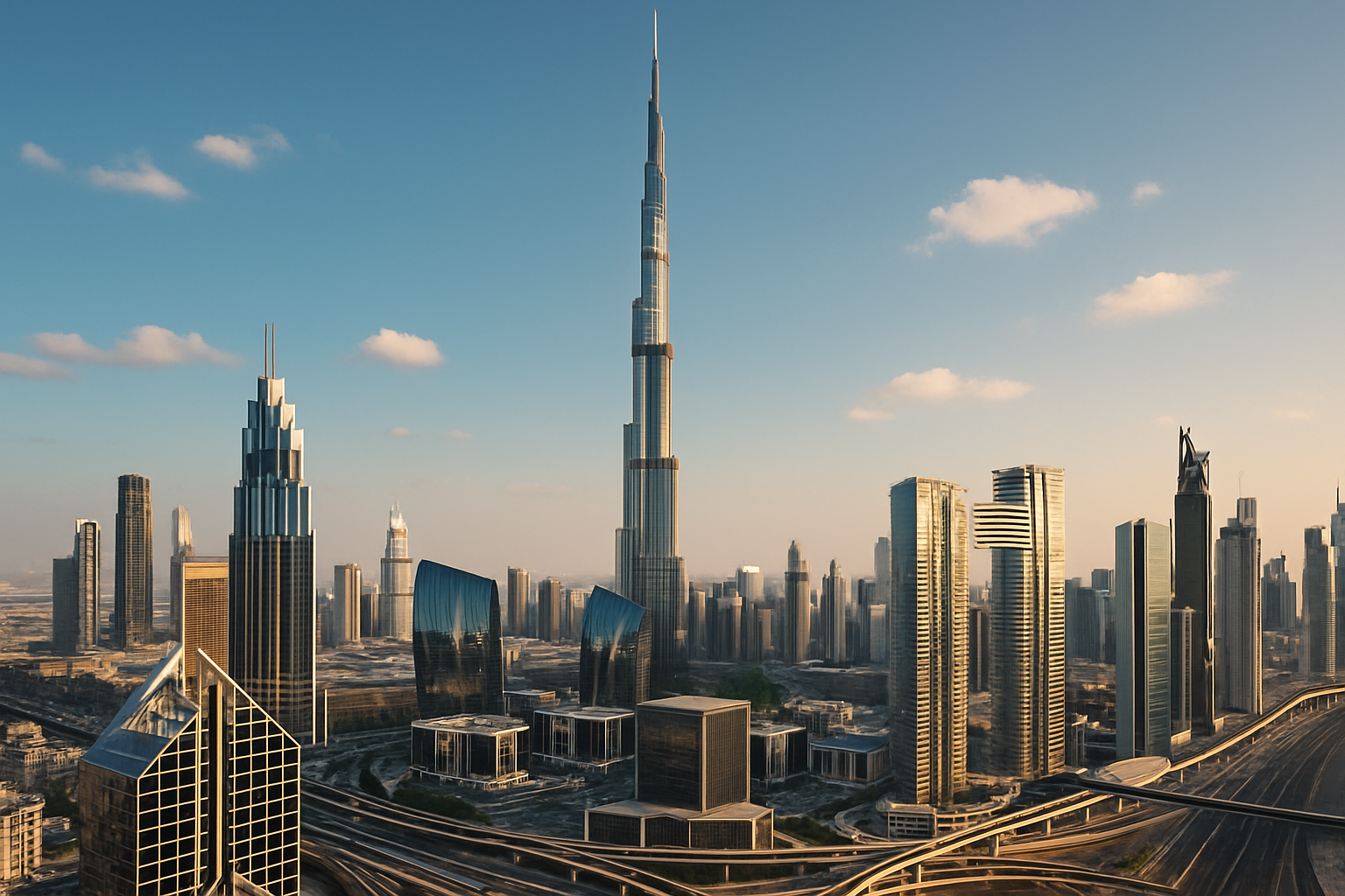 Iconic Dubai skyline with Burj Khalifa